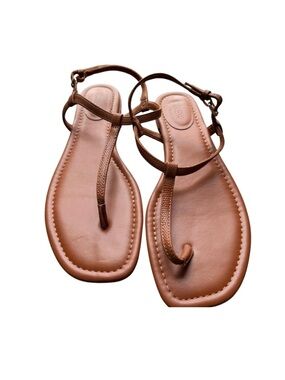 J.Crew Brown Leather T-Strap Sandals – Women’s Size 8, Minimalist Summer Flats